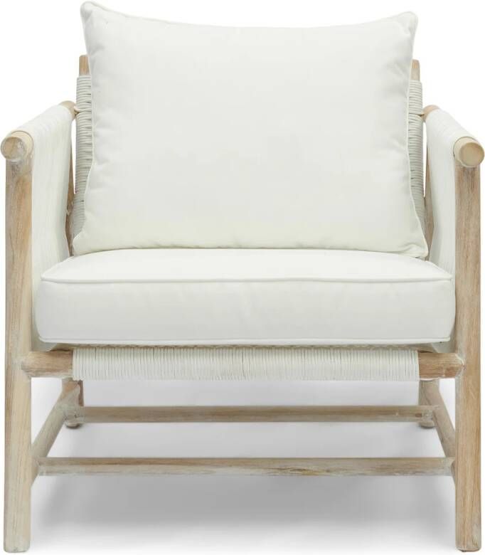 Rivièra Maison Outdoor Loungestoel Saint Tropez Teakhout en touw Wit
