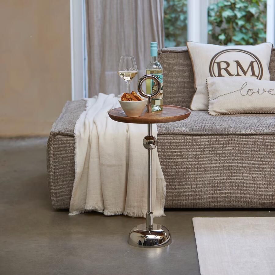 Rivièra Maison Bijzettafel Colonna Mangohout 35cm Naturel Rond