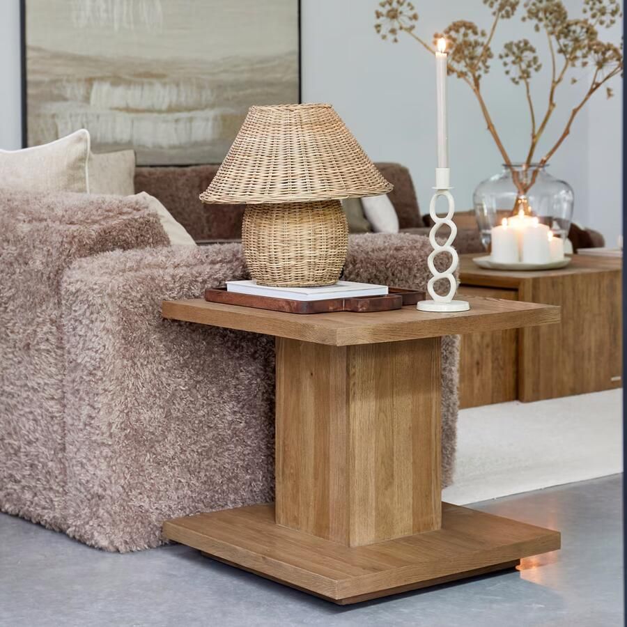 Rivièra Maison Bijzettafel Vermont Eikenhout 60 x 60cm Bruin Vierkant