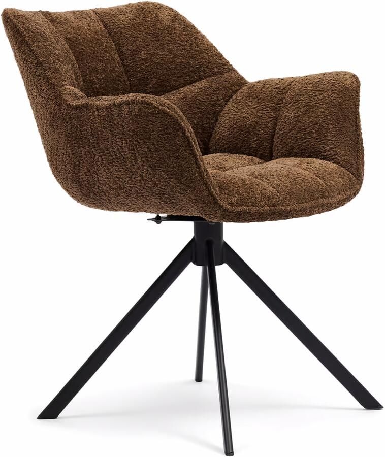 Rivièra Maison Draaibare Eetkamerstoel Carnaby Chenille Umber Brown