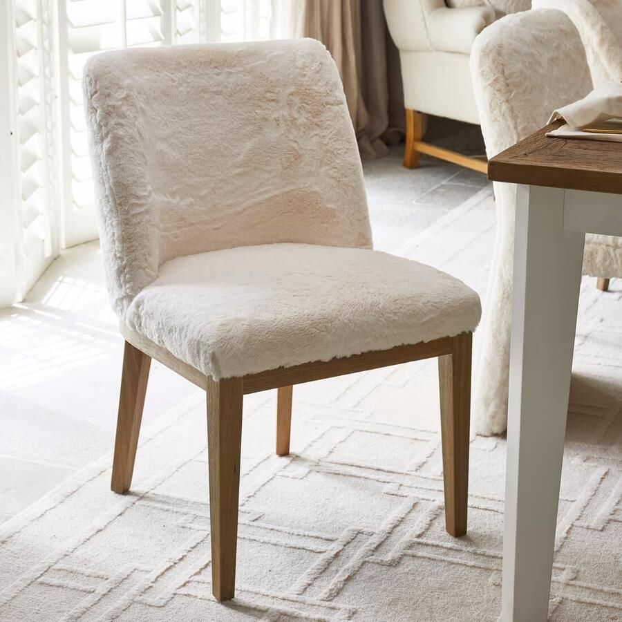 Rivièra Maison Eetkamerstoel Whistler Rubberhout en Faux Fur Snow