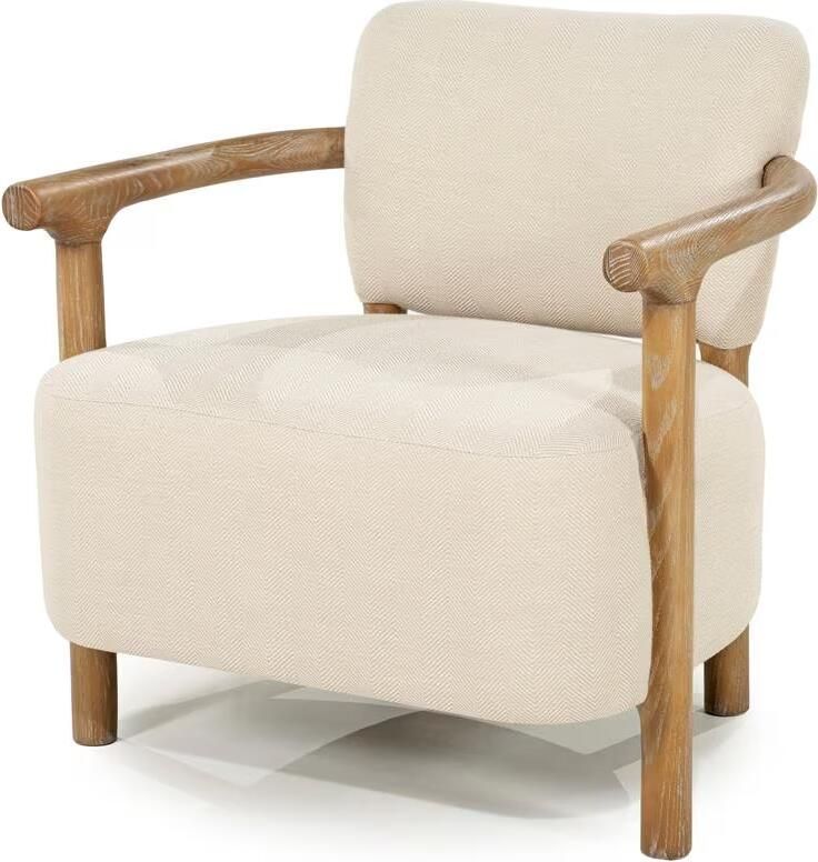 Rivièra Maison Fauteuil Glenn Herringbone Beige en essenhout Naturel