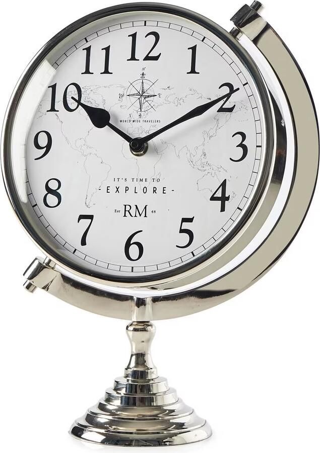 Riviera Maison Klokken Time To Explore Clock Zilver 1 Stuks