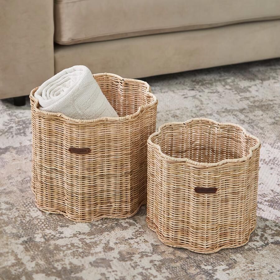 Rivièra Maison Mand Rustic Rattan Blossom Rattan Pitriet Set van 2 stuks Naturel