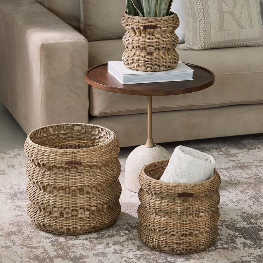 Rivièra Maison Mand Rustic Rattan Mennagio Rattan Pitriet Set van 3 stuks Naturel