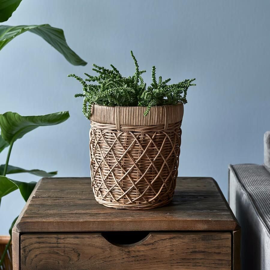 Riviera Maison Bloempot Voor Binnen Naturel Rustic Rattan Diamond Weave Planter S - Foto 2