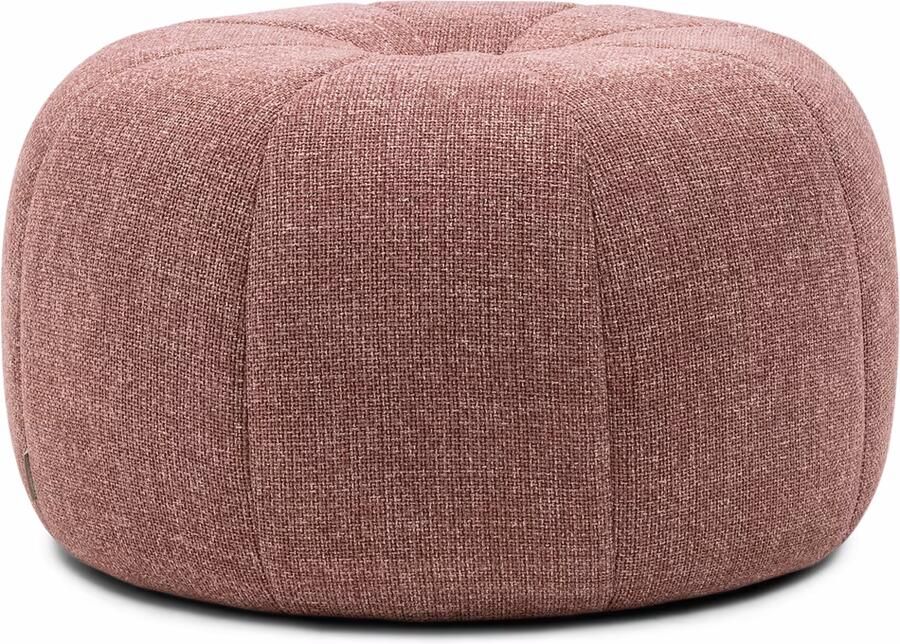 Rivièra Maison Elegante Falcone Poef in C99 Koraalroze van PA0 Polyester en Rubberhout Hoogte 41 cm