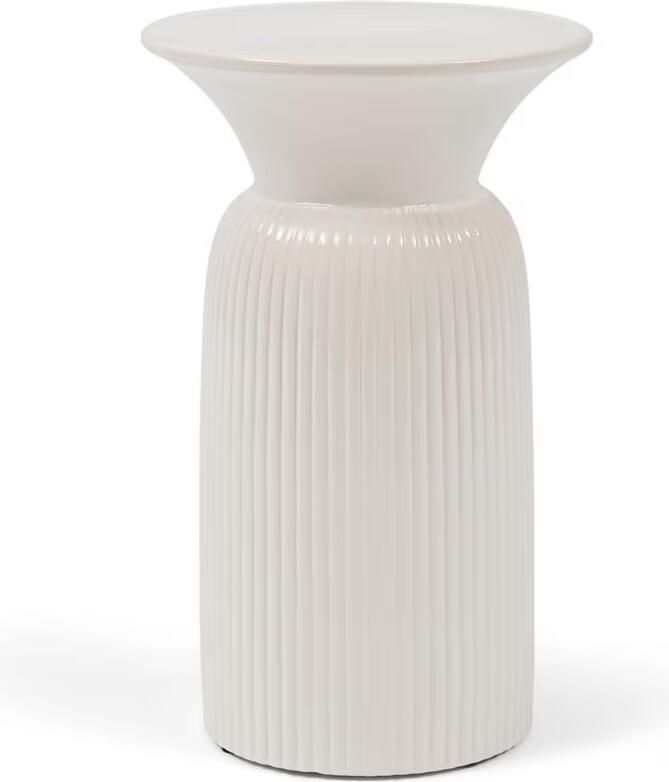 Rivièra Maison Ronde Bijzettafel Cascais Keramiek 45cm Pure White