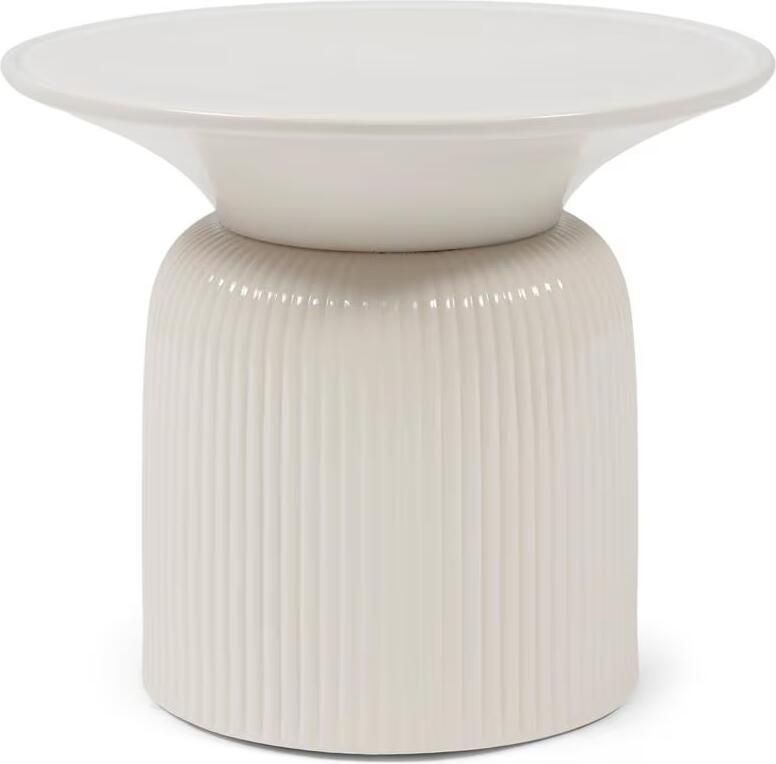 Rivièra Maison Ronde Bijzettafel Cascais Keramiek 60cm Pure White