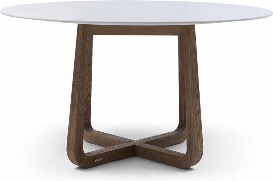 Rivièra Maison Ronde Eettafel Casone Marmer en eikenhout 140cm Wit