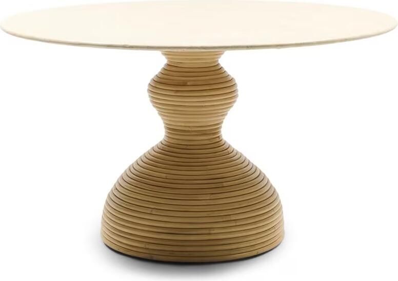 Rivièra Maison Ronde Eettafel Vedella Marmer en rattan 130cm Naturel