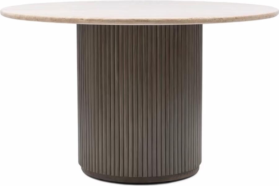 Rivièra Maison Ronde Eettafel Villanova Travertin en mangohout 130cm Bruin