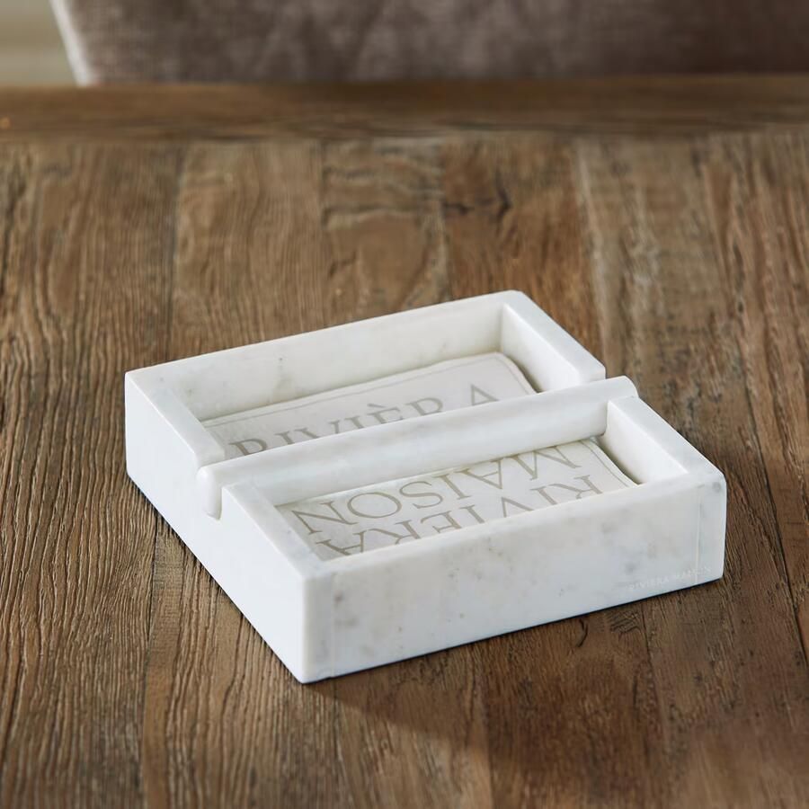 Rivièra Maison Servethouder Valmont Marmer 20 x 21cm Wit