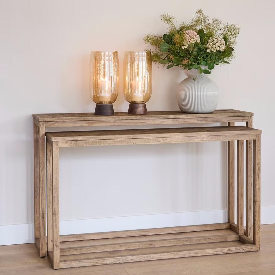 Rivièra Maison Sidetable Harbour Island Eikenhout Set van 2 stuks Naturel