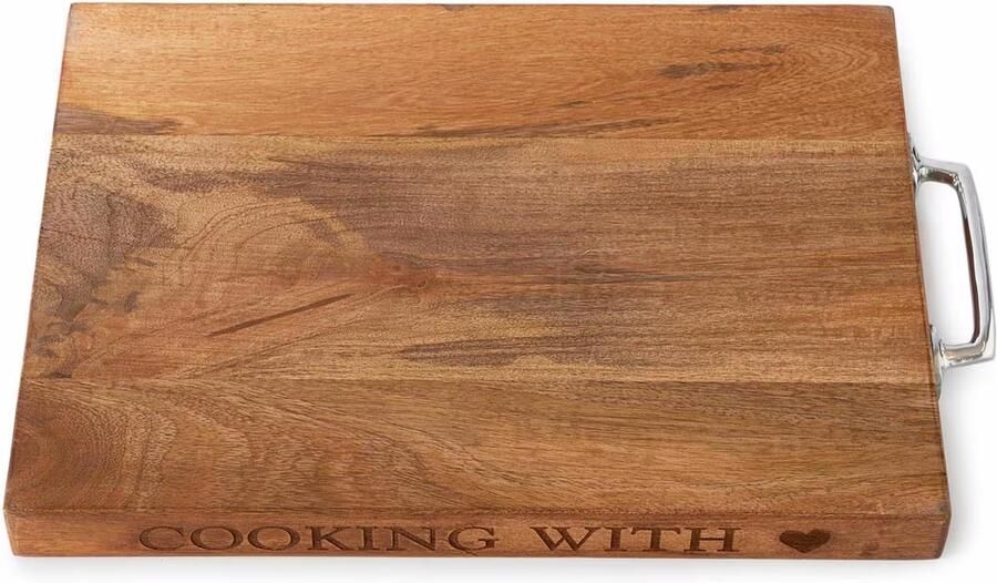 Rivièra Maison Snijplank Cooking With Love Mangohout Brown