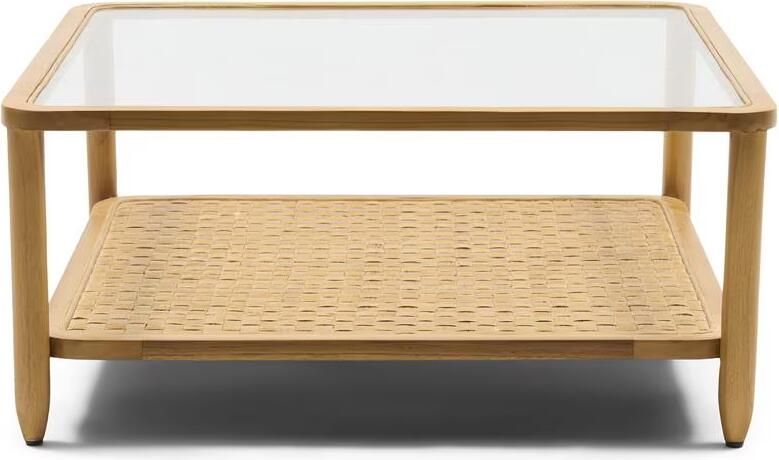 Rivièra Maison Vierkante Salontafel Nusa Dua Teakhout en glas 90 x 90cm Naturel