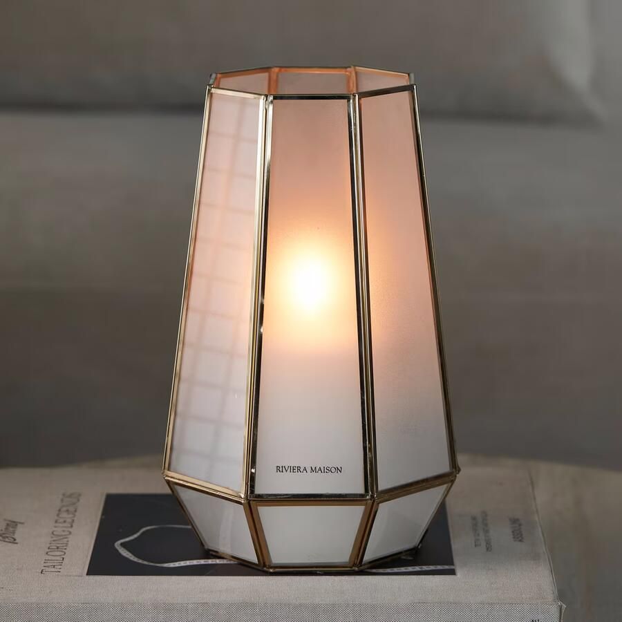 Rivièra Maison Windlicht Felina Melkglas 28cm Goud