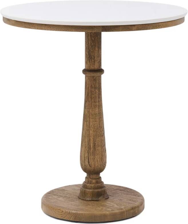 Rivièra Maison Ronde Bistrotafel Amalfi Marmer en eikenhout 70cm Wit