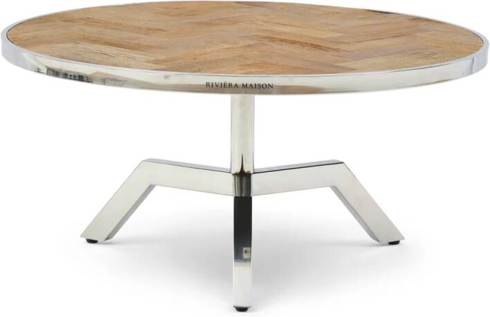 Riviera Maison Salontafel Rond Verstelbaar 80 cm Kirkwood Adjustable Table Zilver
