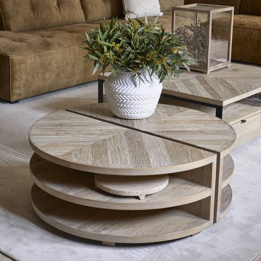 Rivièra Maison Ronde Salontafel Milan Eikenhout Set van 2 stuks