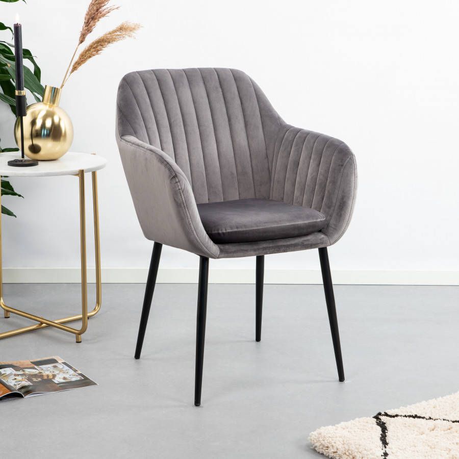 Sohome Eetkamerstoel 'Albin' Velvet kleur Donkergrijs