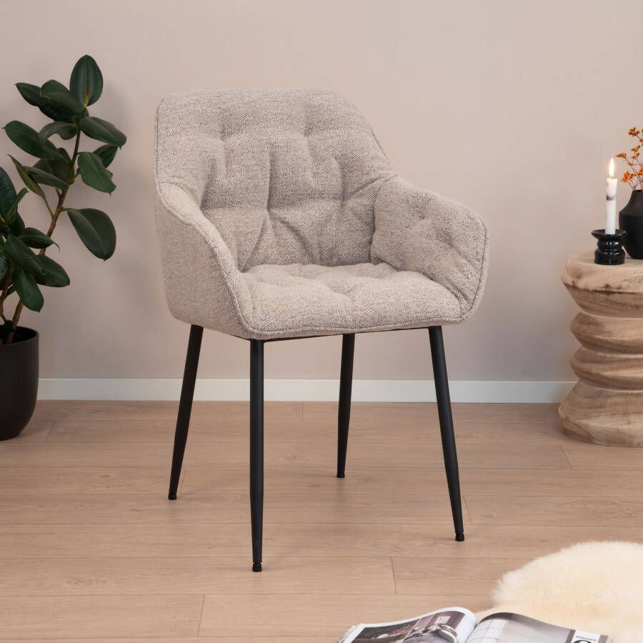 Hioshop 2 x Brase eetkamerstoel met armleuningen beige. - Foto 3