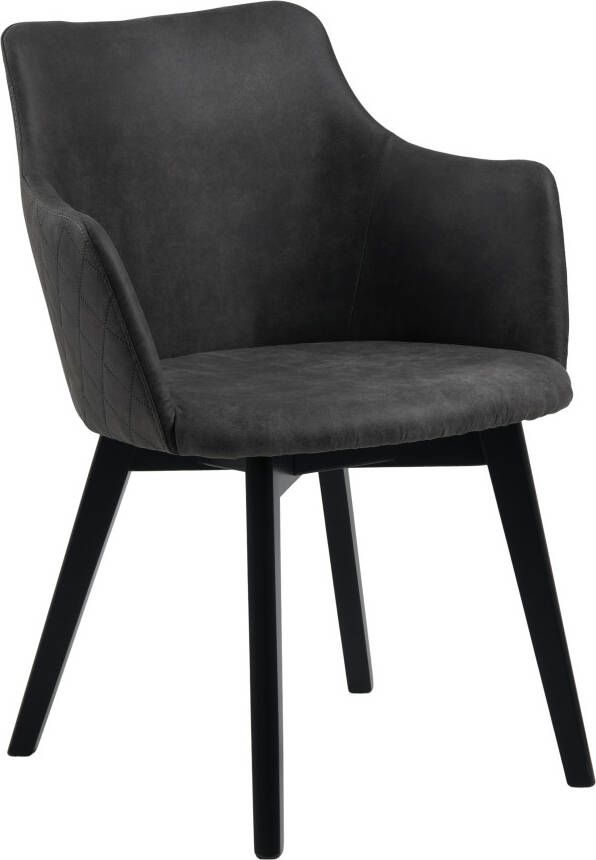 Leen Bakker Eetkamerstoel Fika stof Preston antraciet (2 stuks)