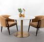Giga Living Eettafel Menno Marmer Wit Ø105cm Gouden Onderstel - Thumbnail 4
