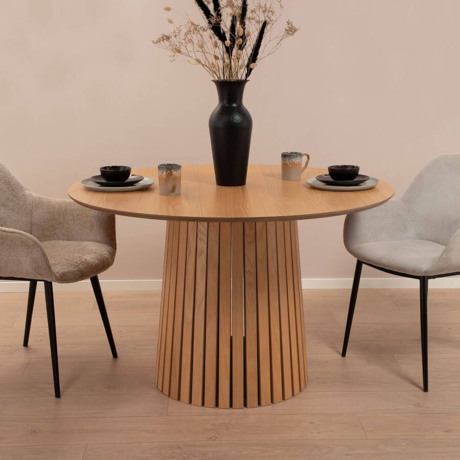 Sohome Ronde Eettafel 'Tressia' Eiken 120cm kleur Naturel
