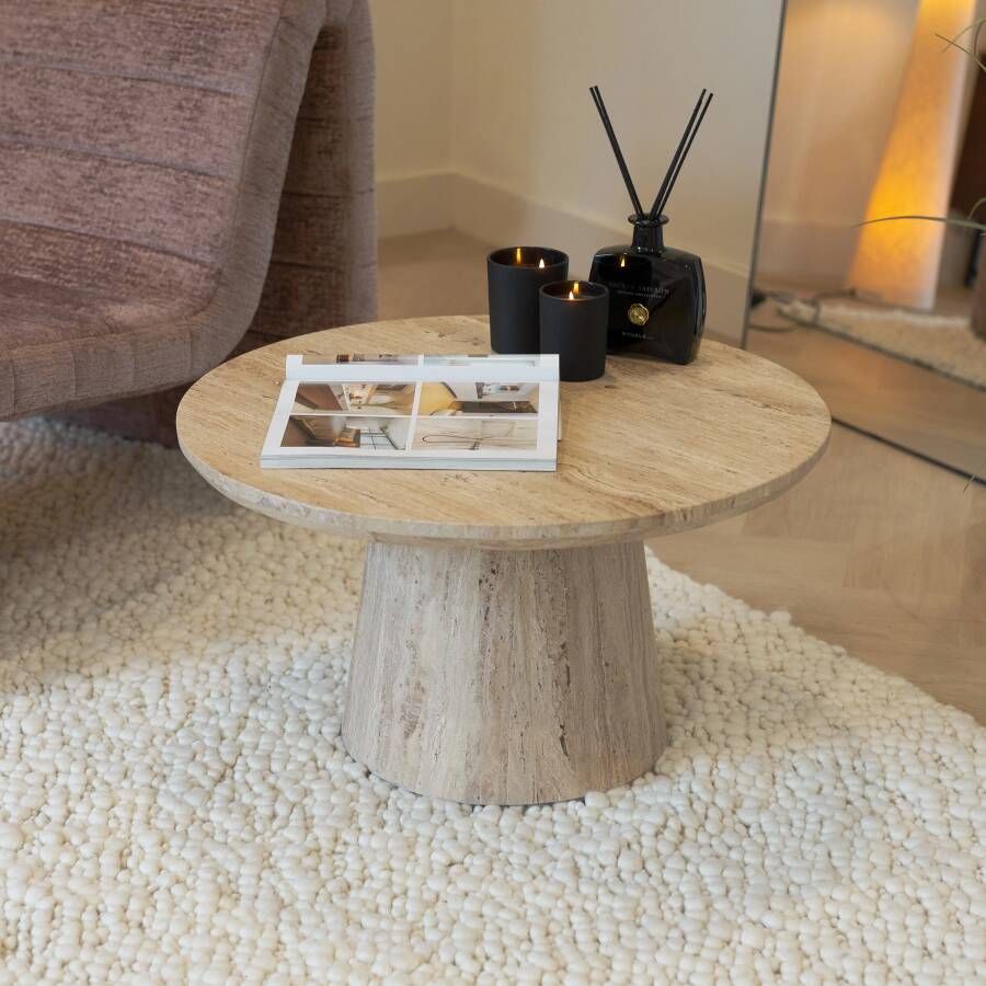 Sohome Ronde Salontafel Rachelle Travertin 70cm Beige