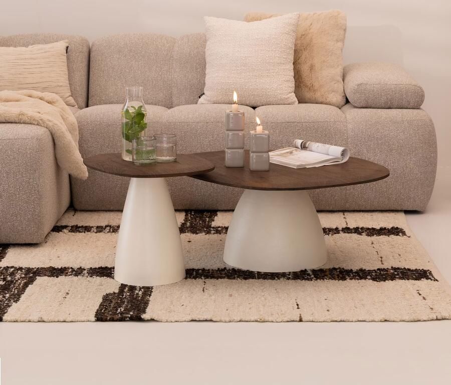 Sohome Organische Salontafel Madin Mangohout Set van 2 stuks Bruin