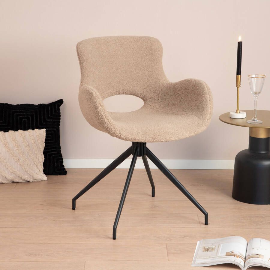 Tower Living Draaibare Eetkamerstoel Campo Teddy Lichtbruin
