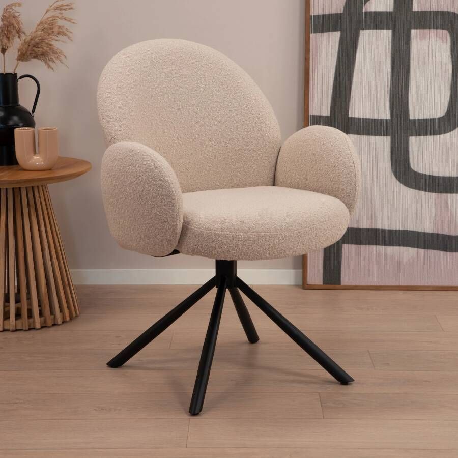 Tower Living Draaibare Eetkamerstoel Imola Bouclé Beige