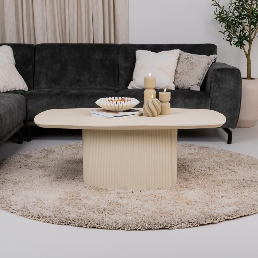Tower Living Deens Ovale Salontafel Corbetta Minerale cement finish 120 x 70cm Beige Ovaal