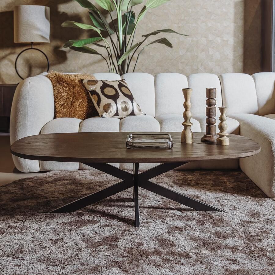 Tower Living Deens Ovale Salontafel San Marino Eiken 135 x 75cm Bruin Ovaal