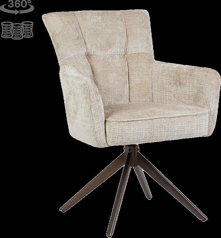 Tower Living Draaibare Eetkamerstoel Bardi Geweven stof Beige Bruin