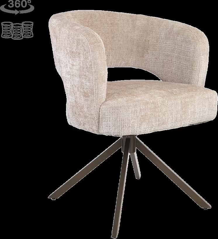 Tower Living Draaibare Eetkamerstoel Mura Geweven stof Beige Bruin