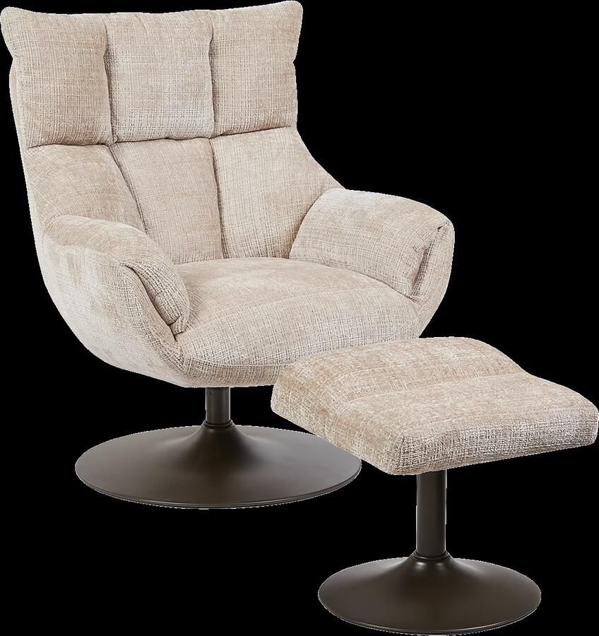 Tower Living Draaifauteuil Force Met voetenbank Bouclé Beige