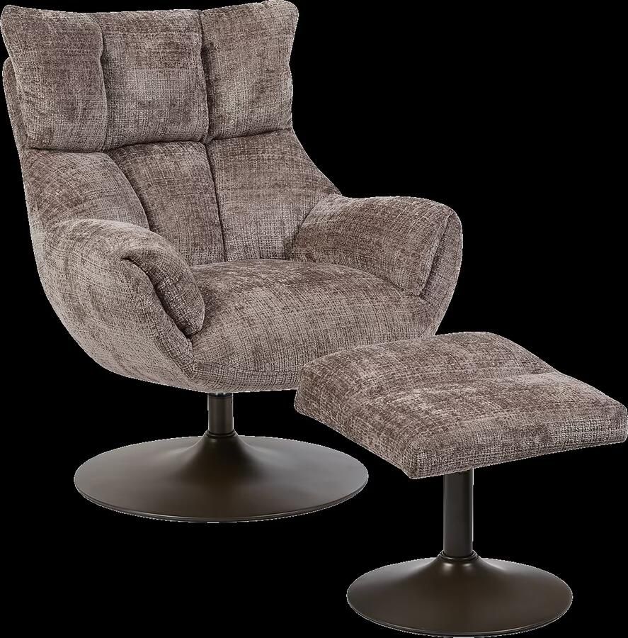 Tower Living Draaifauteuil Force Met voetenbank Bouclé Clay