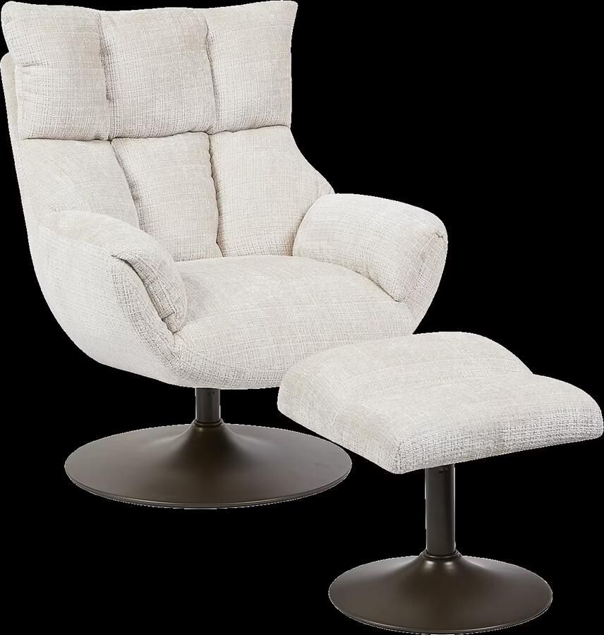 Tower Living Draaifauteuil Force Met voetenbank Bouclé Zand