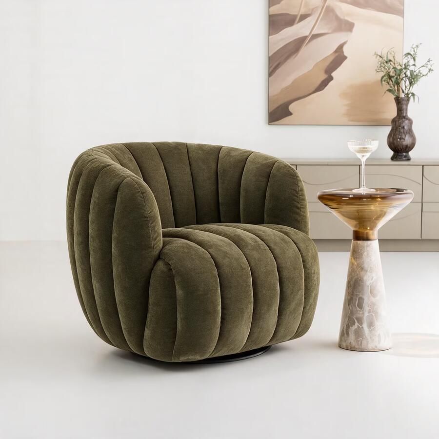 Tower Living Draaifauteuil Verdi Chenille Mosgroen