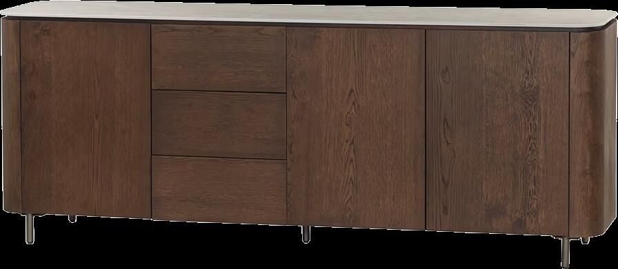 Tower Living Dressoir Venzone Travertinlook en eiken 210cm Donkerbruin