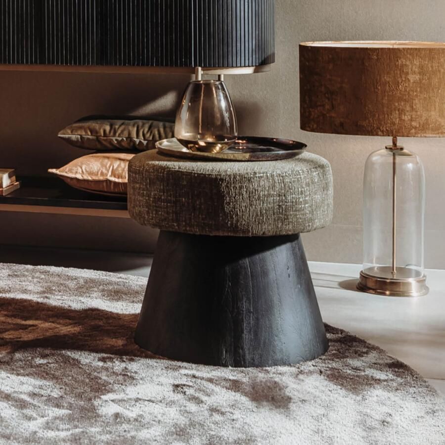 Tower Living Hocker Ossana Mangohout en stof 50cm Groen