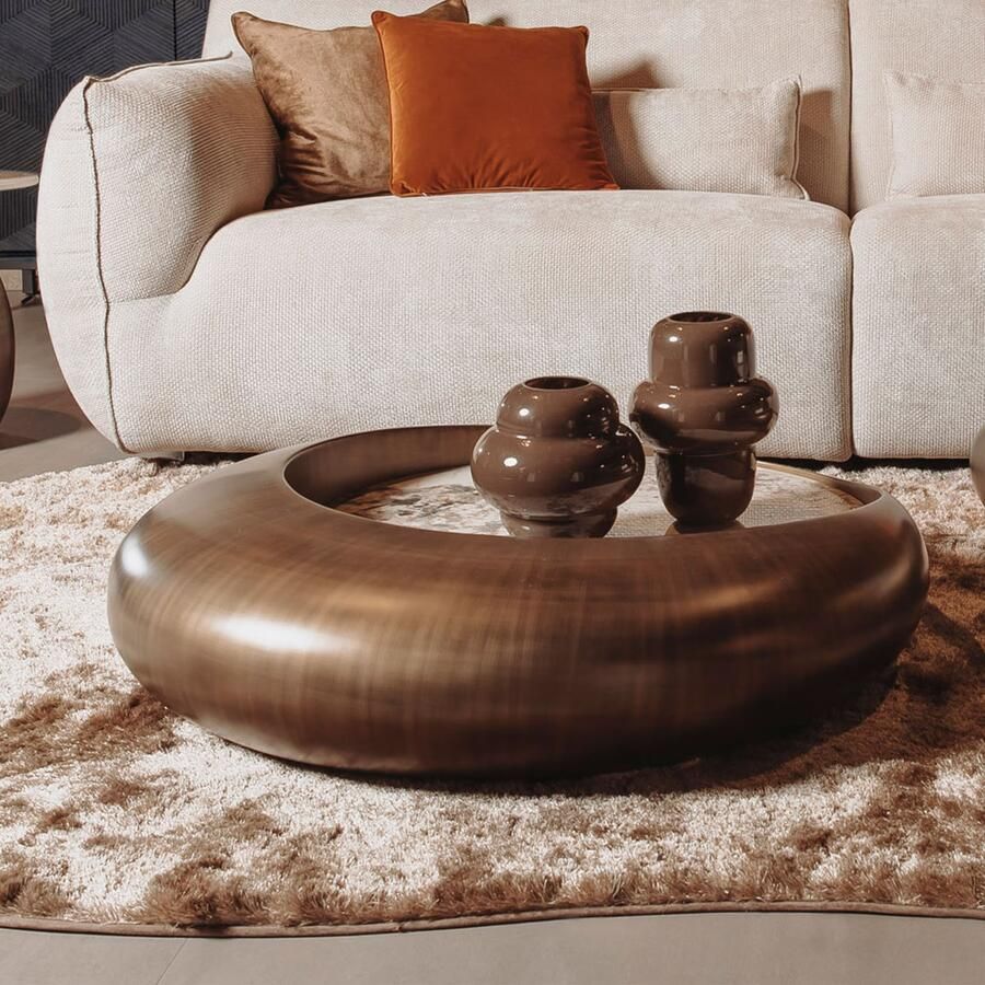 Tower Living Ronde Salontafel Castello Keramiek 100cm Goud