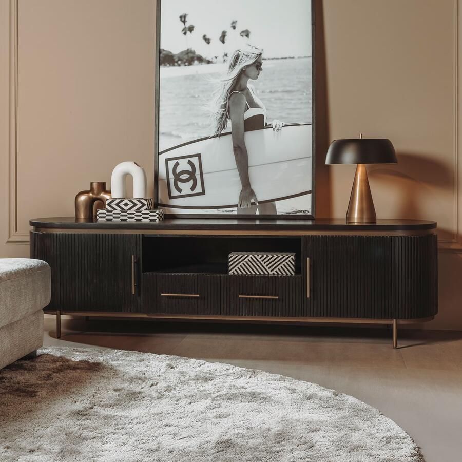 Tower Living TV-meubel Rivello Mangohout 200cm Zwart