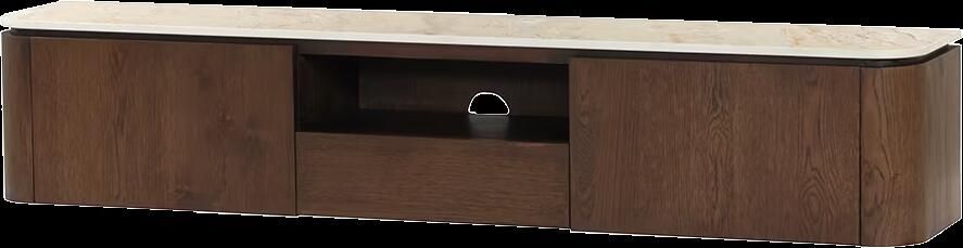 Tower Living Zwevend TV-Meubel Venzone Travertinlook en eiken 185cm Bruin