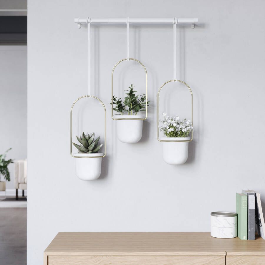 Umbra Hangende Bloempot Triflora Set van 3 stuks Wit Goud