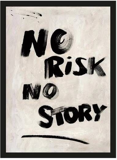 Urban Cotton Artprint No Risk No Story 30 x 40cm Beige Zwart