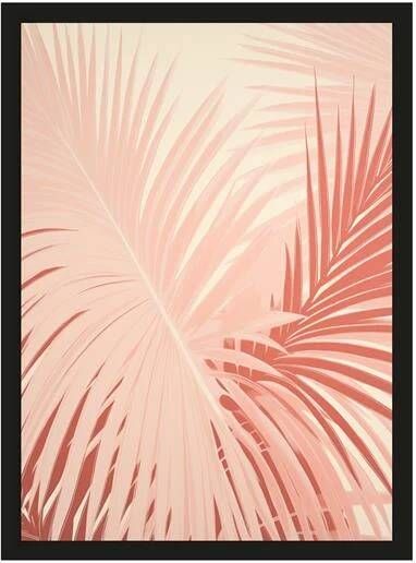 Urban Cotton Artprint Pink Palm 30 x 40cm Meerkleurig