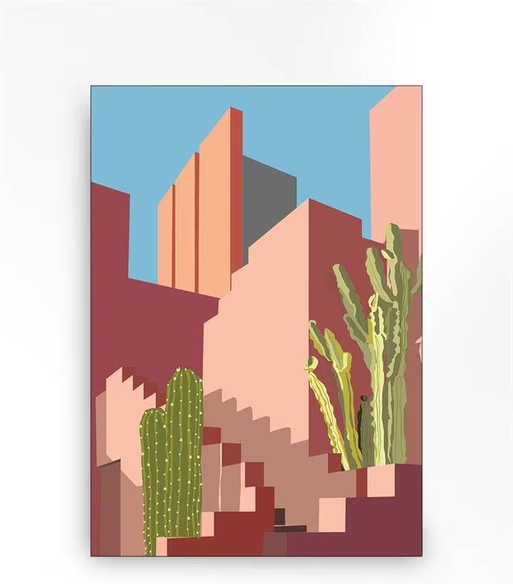 Urban Cotton Wandkleed Botanical Stairs in zwart frame Small 80 x 110cm